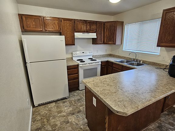 Looking into the kitchen from the living room.