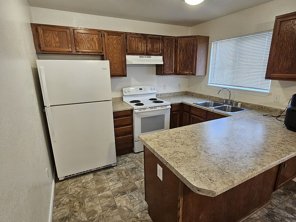 Looking into the kitchen from the living room.
