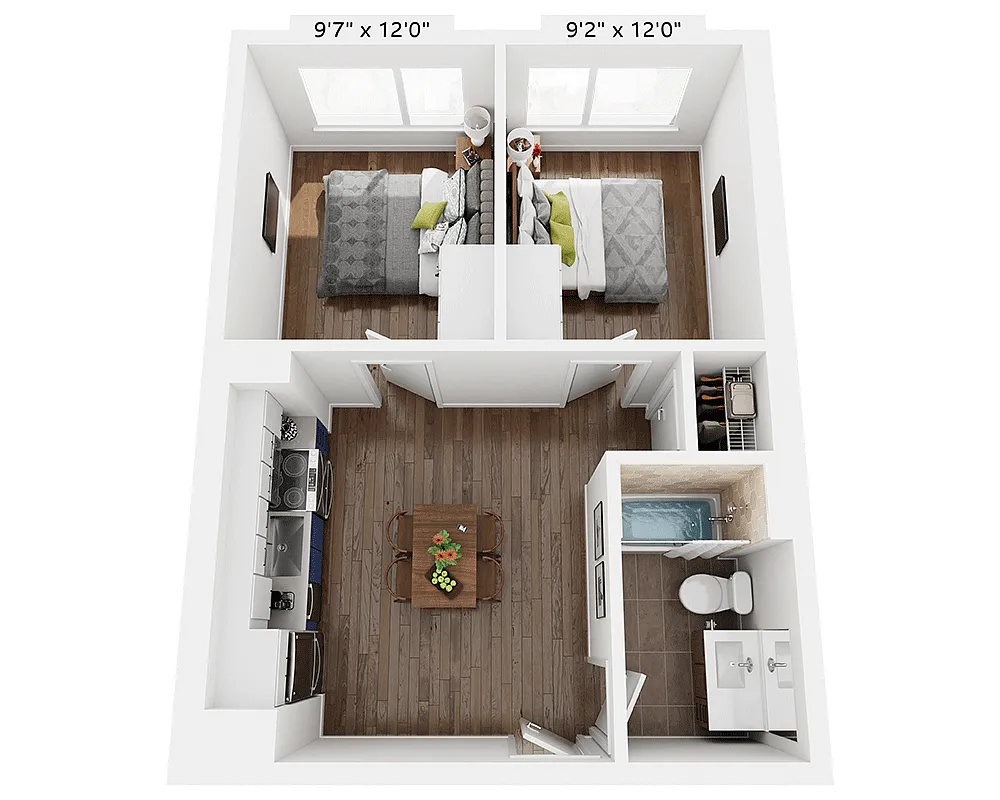 Floor plan Two Bedroom B1I