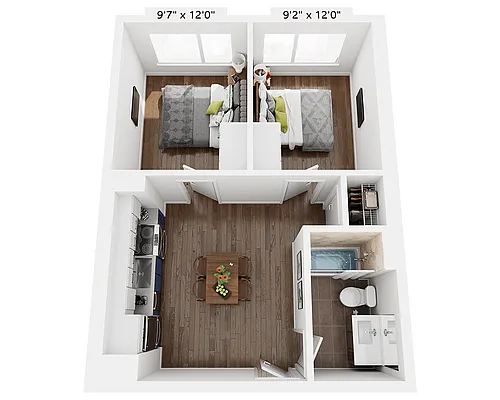 Floor plan Two Bedroom B1I