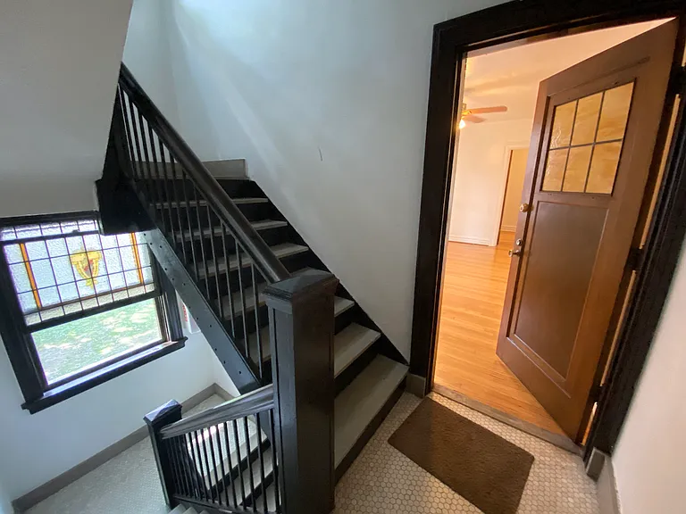 Entering the unit from the interior stair well.