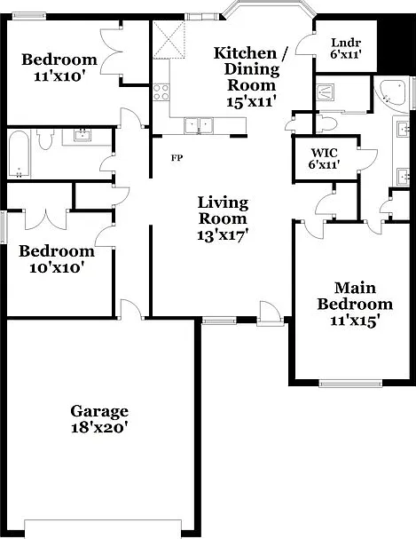 3 bed, 2.0 bath, 1300 sqft, $1,700 — Photo 2