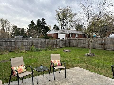 Backyard includes 5 planter boxes and fire pit.