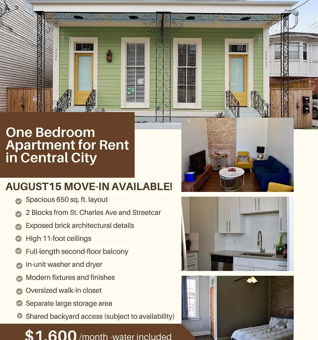 1 bed, 650 sqft, $1,600 — Photo 1