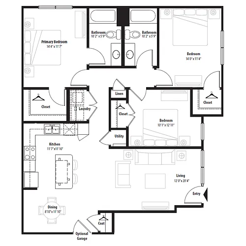 Floor plan 3 Bedroom (Terrace)
