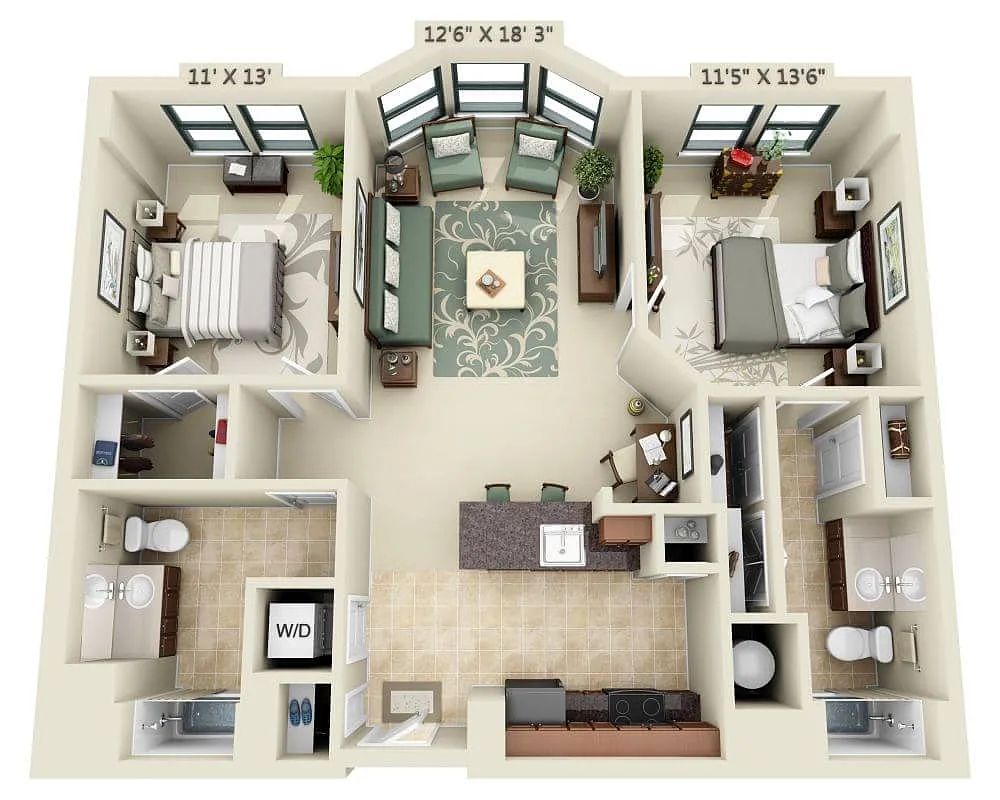 Floor plan Two Bedroom B2C