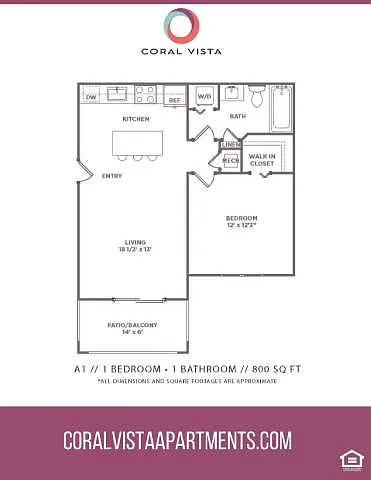 Floor plan 1 bed/1 bath