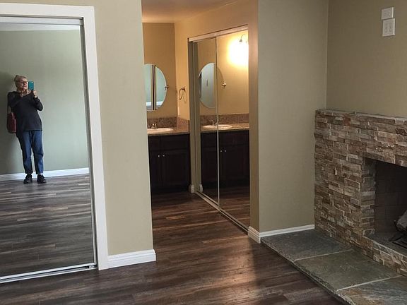 Master suite with fireplace.