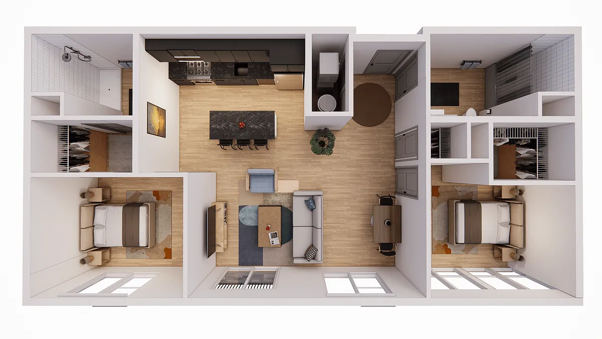 Floor plan 2 Bed 2 Bath H