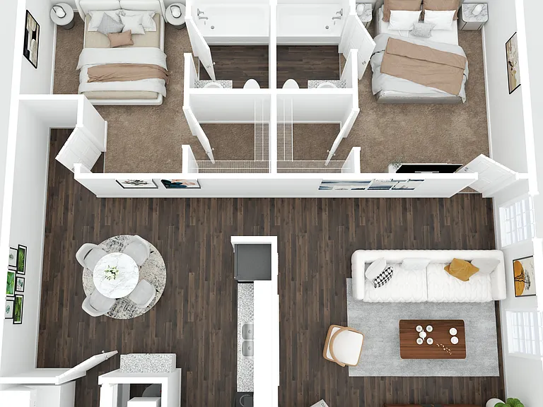Flat. Extra room has no bathroom (office).