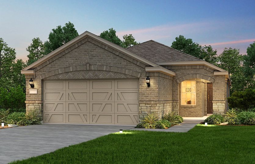 Exterior D, the Taft Street with stone accents and 2-car garage
