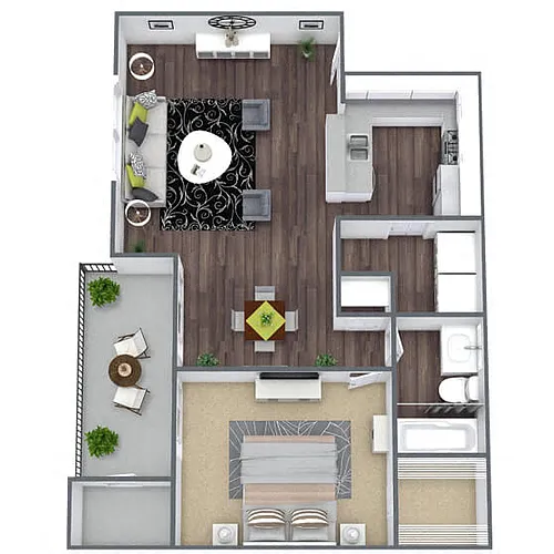 Floor plan A2: 1 Bed 1 Bath