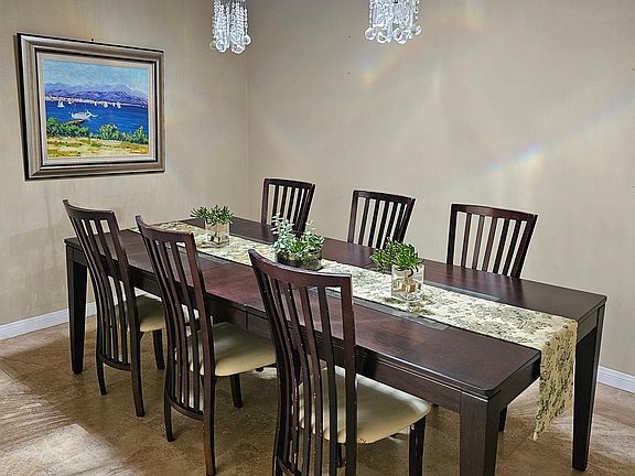 formal dining room with a sun roof
