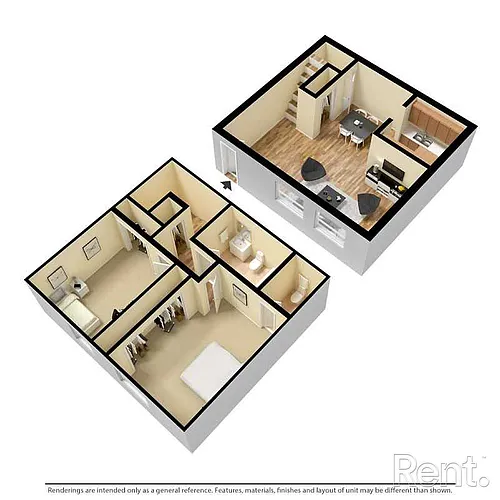 Floor plan 2 bedroom 1 and a half bathroom Townhouse