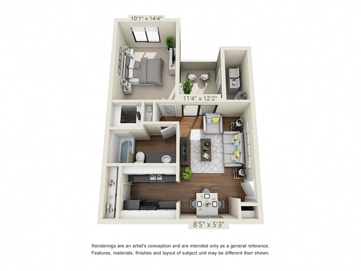Floor plan One Bed One Bath