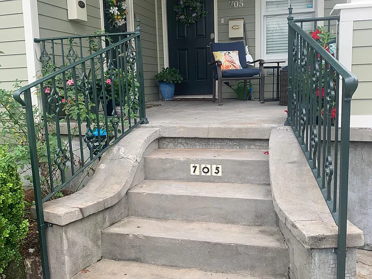 New handrails going up steps.