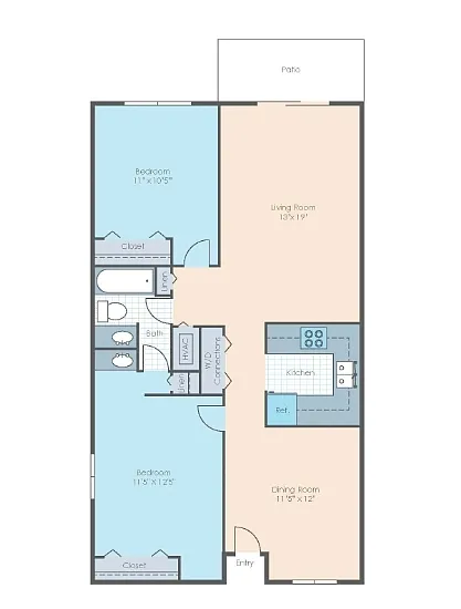 Floor plan 2BR 1Bath