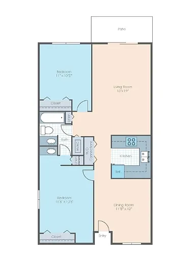 Floor plan 2BR 1Bath