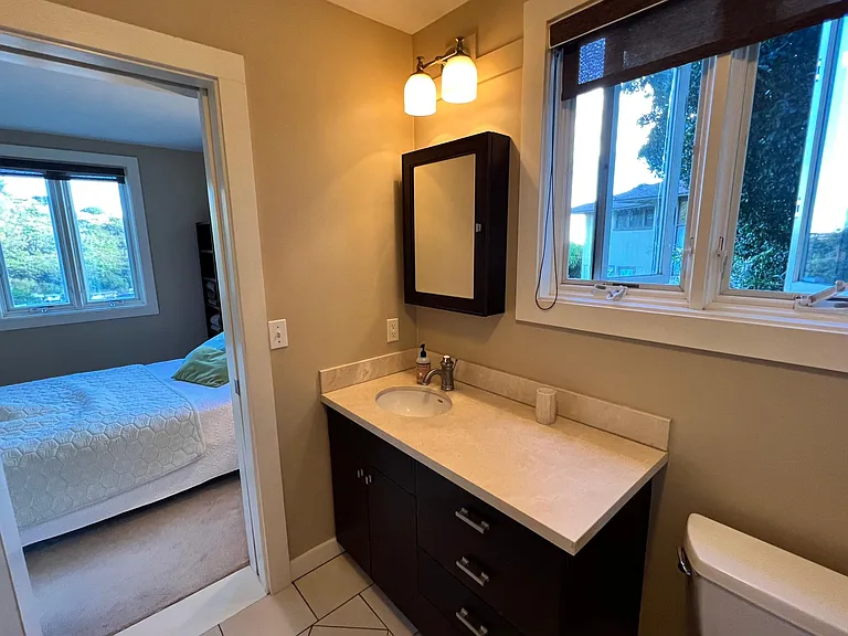Bathroom towards bed