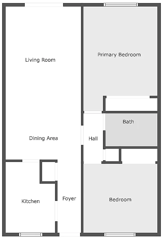 Floor plan 2 Bed 1 Bath - Renovated