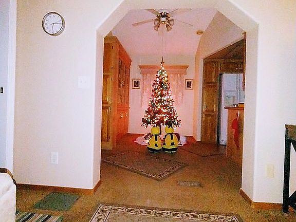 Tree in dining area. 