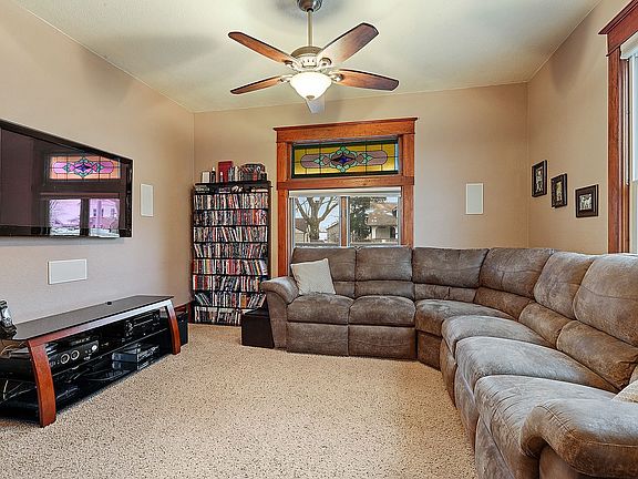 Living room w/stained glass