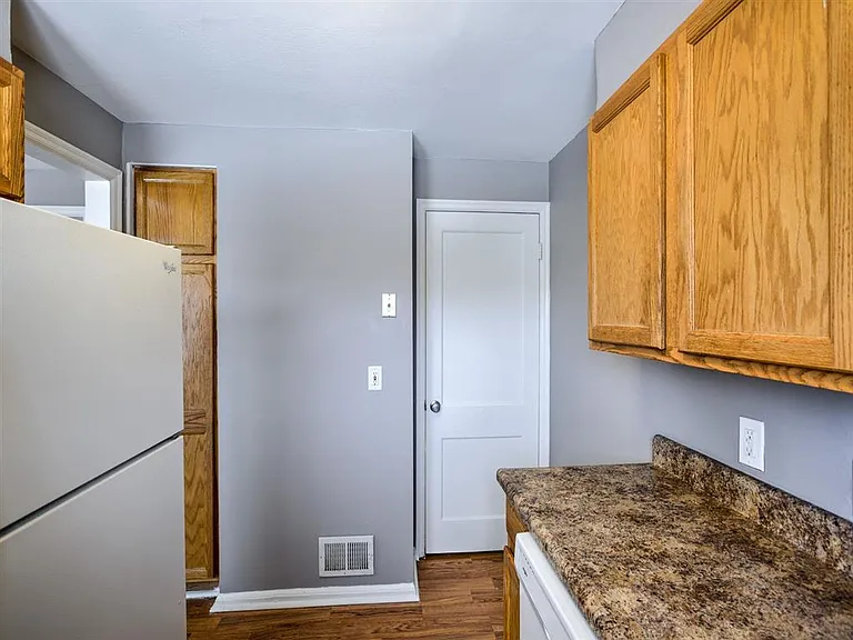 Kitchen counter in a unit.