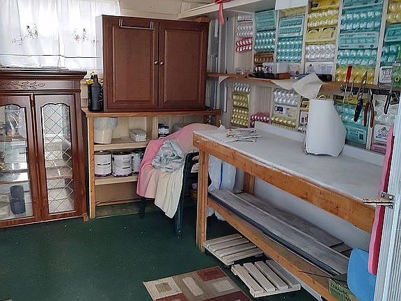 Inside shed