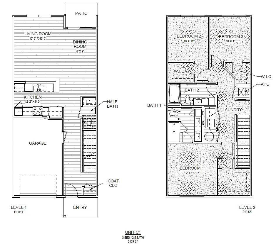 Floor plan 3 Bedroom, 2.5 Bath