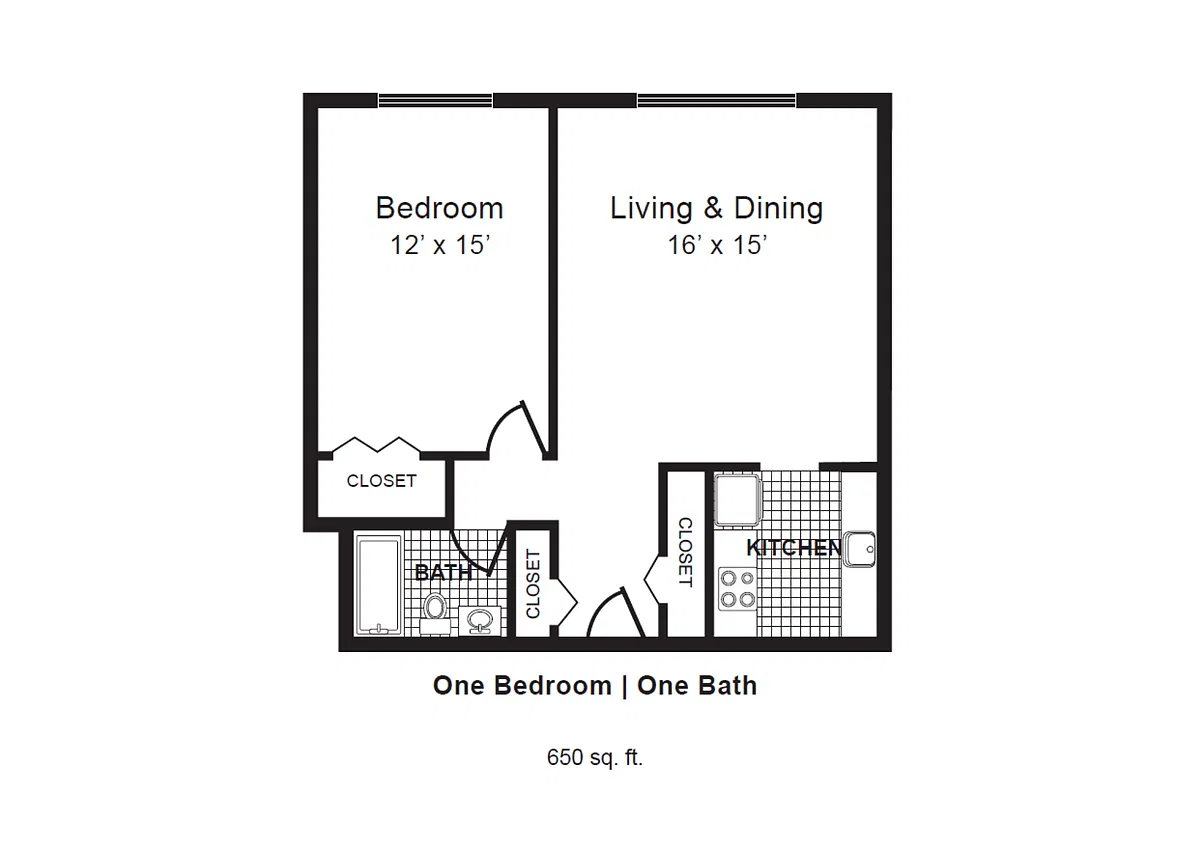 Floor plan 1 Bedroom 1 Bath