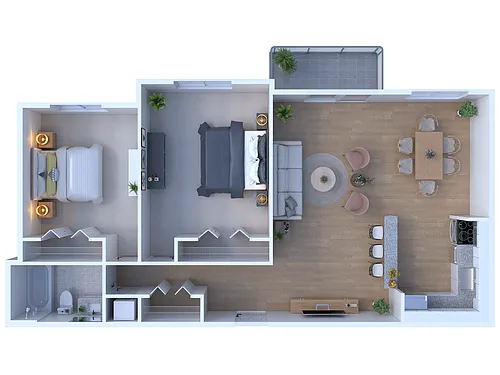 Floor plan 2 Bedroom/1 Bathroom
