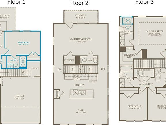 Floor Plan Level 1, Level 2 Level 3