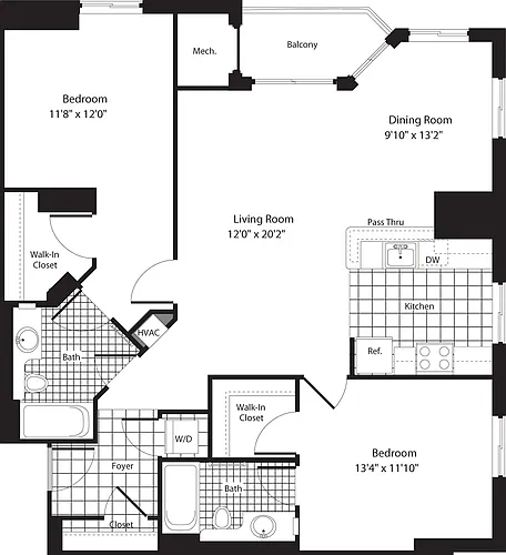 Floor plan 2 Bedrooms R