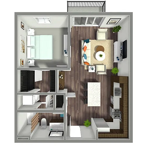 Floor plan Blush- 730 SF