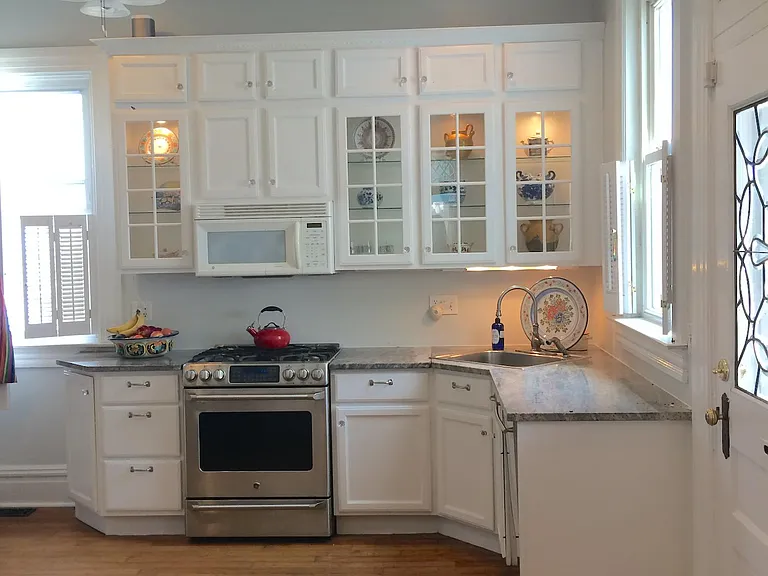 Bright kitchen with granite countertops