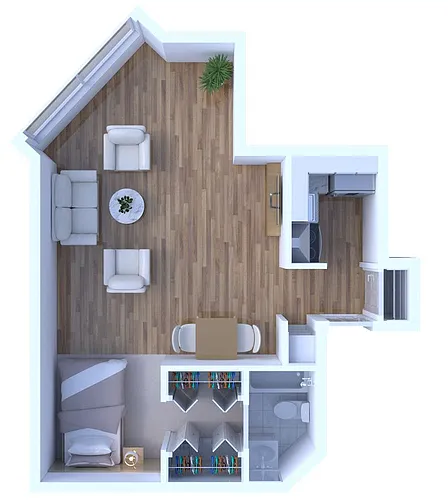 Floor plan Studio Upgraded