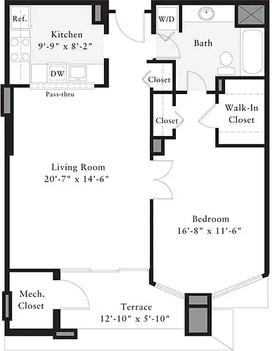 Floor plan 1 Bedroom M