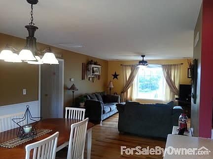 Open living room and dining room