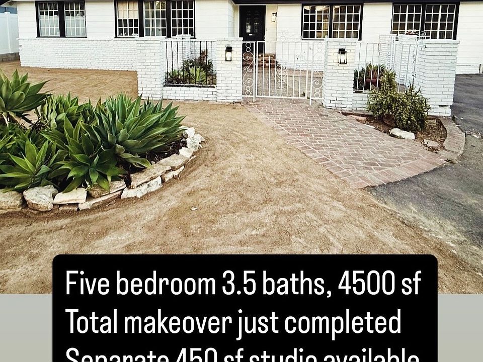 5 bedroom, 3.5 baths, recent makeover. Oversize living and dining areas. Hardwood floors. Lots of light and very spacious. Large rear deck. 
Separate studio, 2 bedroom house, and 7,000 sf lot on the 1/2 acre property available separately or all together.