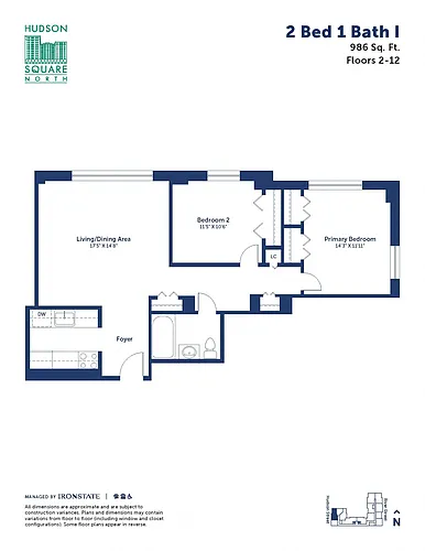 Floor plan 2 Bed 1 Bath I