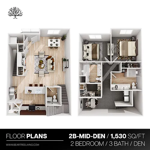 Floor plan 2 Bedroom 3 Bath Townhouse
