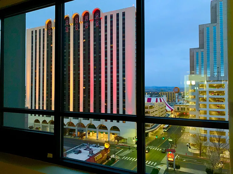 Evening view from dining area window