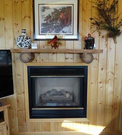 Sunroom gas fireplace