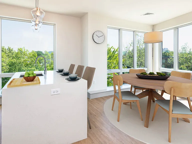 The Flats - Kitchen and Dining Room with Oversized Windows