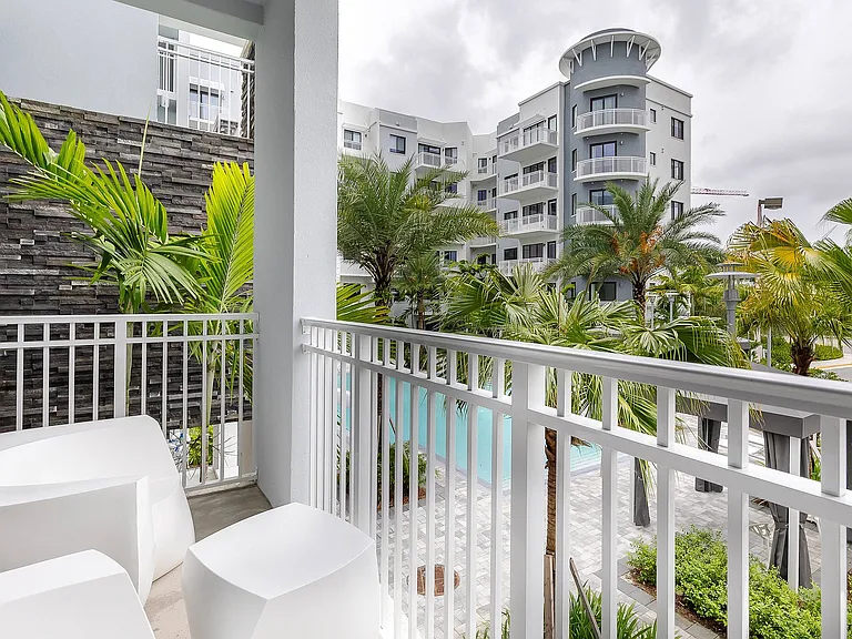 Balconies with pool views