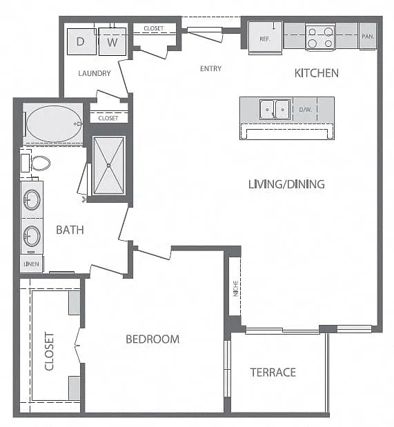 Floor plan A6 1Bed 1Bath