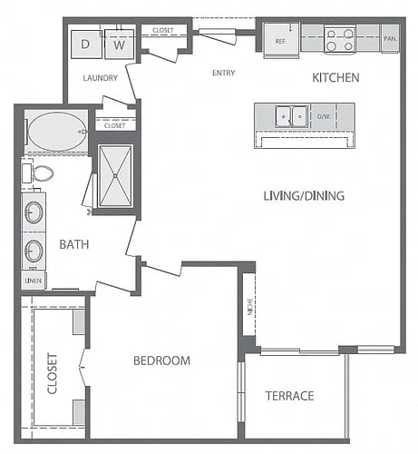 Floor plan A6 1Bed 1Bath