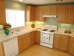 Kitchen with Bamboo Flooring and Oak Cabinets