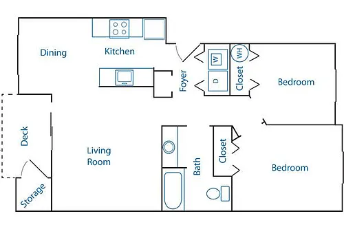 Floor plan 2 Bed 1 Bath
