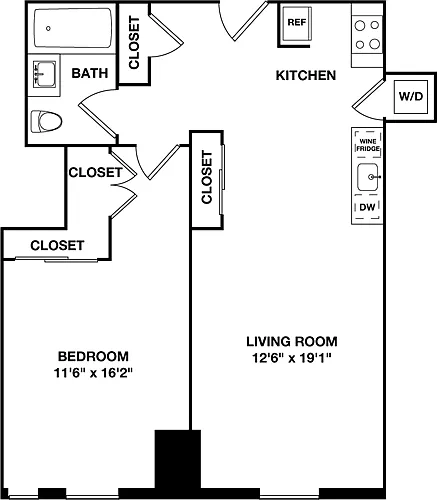 Floor plan One Bedroom J 4-8